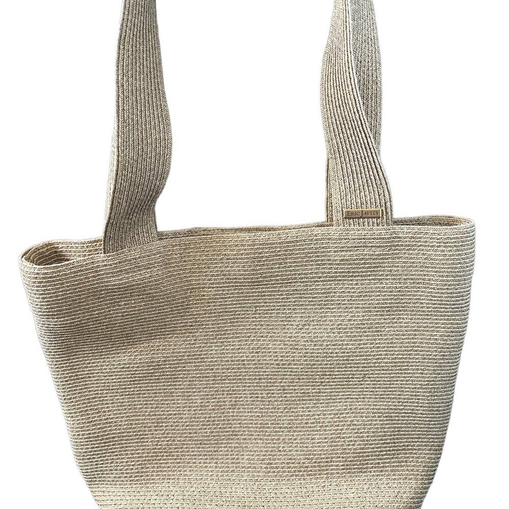 Eric Javits Squishee Woven Tote Shoulder Bag Purse Natural Beige